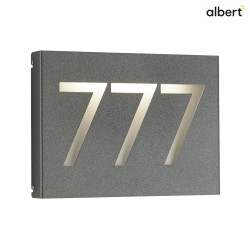 illuminated house number TYPE NO 6005 3-digits IP44, anthracite, opal dimmable
