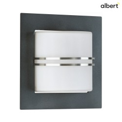 Outdoor Wall luminaire Type No. 6058, IP44, half round, 25 x 25cm, E27 QA55 max. 57W, stainless steel / anthracite / opal