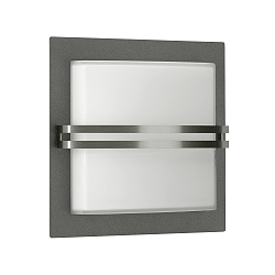Udendørs Væglampe Type nr. 6250, IP44, buet med dekorativt panel, 26 x 26cm, E27 QA55 57W, rustfrit stål, antracit, gas