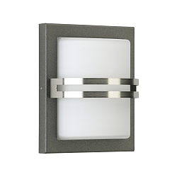Udendørs Væglampe Type nr. 6260, IP44, buet med dekorativt panel, 16.5 x 20.5cm, E27 QA55 57W, rustfrit stål, antracit