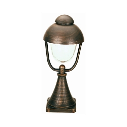 Sokkellampe Landstil Dobbelt kuppel 2 Type nr. 0515, 56cm, IP44, E27 QA55, Støbt alu / Bobleglas klar, brun-messing matt