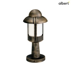 Sokkellampe Landstil Natvagt Type nr. 0530, IP44, hjde 40cm, E27 QA55 maks. 57W, Stbt aluminium / Opalglas, brun-messing