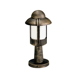 Sokkellampe Landstil Natvagt Type nr. 0530, IP44, højde 40cm, E27 QA55 maks. 57W, Støbt aluminium / Opalglas, brun-messing