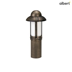 Sokkellampe Landstil Natvagt Type nr. 0531, IP44, hjde 50cm, E27 QA55 maks. 57W, Stbt aluminium / Opalglas, brun-messing