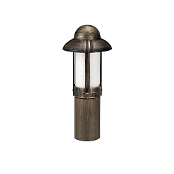 Sokkellampe Landstil Natvagt Type nr. 0531, IP44, højde 50cm, E27 QA55 maks. 57W, Støbt aluminium / Opalglas, brun-messing