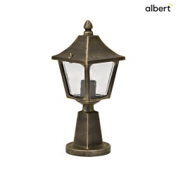 Pedestal luminaire Country style square Type No. 0540, height 45cm, IP44, E27, cast alu / glass clear, brown brass matt