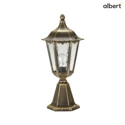 Pedestal luminaire Country style Type No. 0541, IP23, height 53cm, E27 QA55 max.57W, cast alu / cathedral glass, black