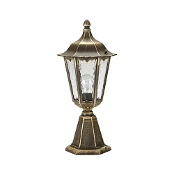 Sokkellampe Landstil Type nr. 0541, IP23, h�jde 53cm, E27 QA55 maks.57W, St�bt aluminium / Katedralglas, sort