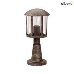 Pedestal luminaire Country style Vintage Type No. 0542, IP44, 60cm, E27 QA55 max. 57W, cast alu, glass clear, brown brass