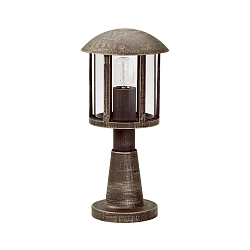 Sokkellampe Landstil Vintage Type nr. 0542, IP44, 60cm, E27 QA55 maks. 57W, Støbt alu / Akrylglas klar, brun-messing