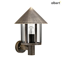 Outdoor Wall luminaire Type No. 1824, with wall bracket, IP44, E27 QA55 max. 57W, cast alu / acrylic glass clear, brown brass