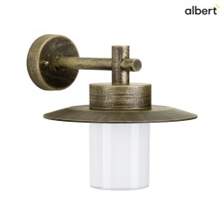 Outdoor Wall luminaire Country style Hat shape flat Type No. 1852, IP44, E27 QA55 max. 57W, cast alu / glass, brown brass