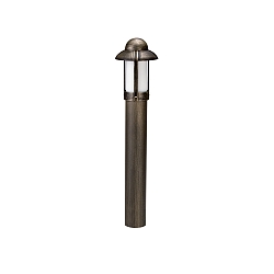 Pullertlampe Landstil Natvagt Type nr. 2025, IP44, højde 90cm, E27 QA55 maks. 57W, Støbt aluminium / Opalglas, brun-messing