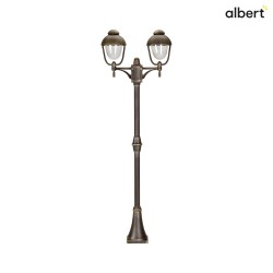 Mast light Country style double dome 2 Type No. 2040, 2 flames, height 209cm, IP44, 2x E27, cast alu, glass, brown brass