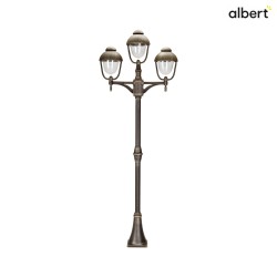 Mast light Country style double dome 2 Type No. 2041, 3 flames, height 209cm, IP44, 3x E27, cast alu, glass, brown brass