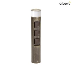Outdoor Socket column Type No. 2202, LED + 3 Schuko sockets, 10W 3000K 900lm, excl. switching function, dimmable, brown brass