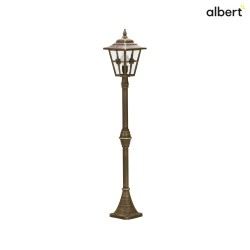 Path light Country style Cross brace Type No. 4136, height 134.5cm, IP23, E27, cast alu / cathedral glass clear, brown brass