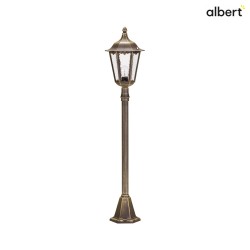 Path light Country style Type No. 4142, height 115cm, E27 QA55 max.57W, cast alu / cathedral glass, brown brass