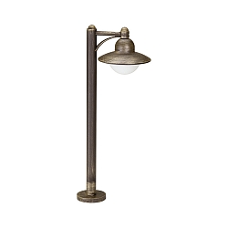 Gulvlampe Landstil Hatform rund Type nr. 4150, IP44, højde 90cm, E27 QA55 maks. 57W, Støbt aluminium / Opalglas, brun-messing
