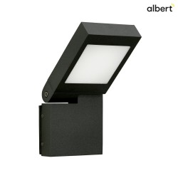 LED Outdoor Wall luminaire Type No. 0111, IP44, 14W 3000K 1400lm, swiveling 90 stepless, cast alu / opal glass, black matt