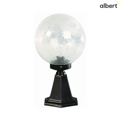 Pedestal luminaire Type No. 0501, height 43.5cm / ball- 25cm, E27 QA55 max. 57W, cast alu, bubble glass clear, black matt