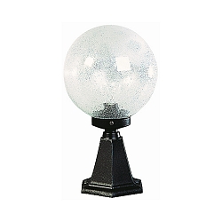 Sokkellampe Type nr. 0501, højde 43.5cm / Kugle-Ø 25cm, E27 QA55 maks. 57W, Støbt aluminium / Bobleglas klar, sort matt