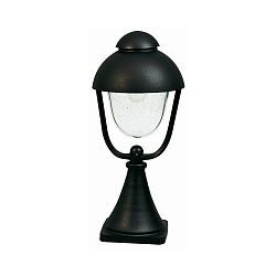 Sokkellampe Landstil Dobbelt kuppel 2 Type nr. 0515, højde 56cm, IP44, E27 QA55, Støbt aluminium / Bobleglas klar, sort matt