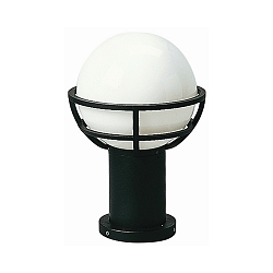 Sokkellampe Type nr. 0520, med Kugle skærm Ø 23cm, IP44, 40cm, E27 QA55 maks. 57W, Støbt alu / Opalglas, sort matt