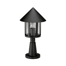 Sokkellampe Landstil Kegeltag moderne Type nr. 0539, højde 48cm, IP44, E27 QA55 maks. 57W, Støbt aluminium / klar, sort matt