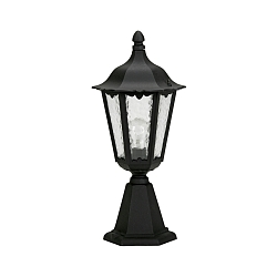 Sokkellampe Landstil Type nr. 0541, IP23, højde 53cm, E27 QA55 maks.57W, Støbt aluminium / Katedralglas, sort