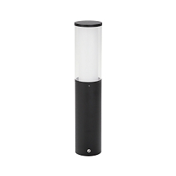 Sokkellampe Type nr. 0545, IP44, højde 50cm, E27 maks. 20W (LED), rustfrit stål / Akrylglas / inde opal, sort matt