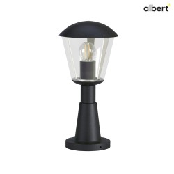 Pedestal luminaire Type No. 0554, IP54 IK08, 40.5cm, E27 QA55 max. 57W, aluminum, plastic clear, impact resistant, black matt