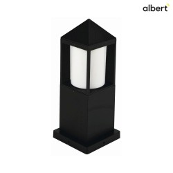 Pedestal luminaire Type No. 0556, IP44, height 38cm, E27 QA55 max. 57W, cast alu / opal glass cylinder, black matt