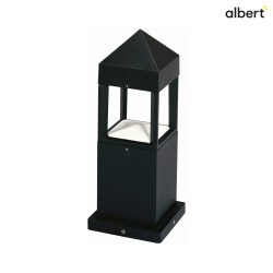 Outdoor Pedestal luminaire Type No. 0599, IP44, 37cm, 12W 3000K 1200lm, direct/indirect, dimmable, cast alu clear, black matt