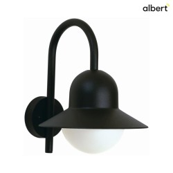 Outdoor Wall luminaire Type No. 0662, with bow arm, IP44, E27 QA55 max. 57W, cast alu / opal glass, black
