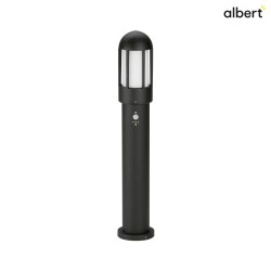Bollard light Type No. 2015 with motion sensor (Type 2002), IP44, height 83.5cm, E27 QA55, cast alu / opal glass, black matt