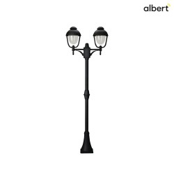 Mast light Country style double dome 2 Type No. 2040, 2 flames, height 209cm, IP44, 2x E27, cast alu / bubble glass, black