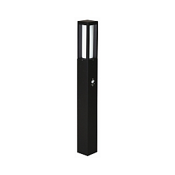 Pullertlampe Type nr. 2066 med bev�gelsesdetektor 90�, IP44, 90cm, E27 maks. 20W (LED), St�bt alu / Opalglas, sort matt