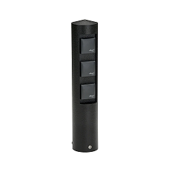 Udend�rs Sokkelkolonne Type nr. 2102, 3-vejs, IP44, uden Skiftefunktion, St�bt aluminium, sort matt
