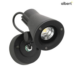 LED Outdoor Wall Spot Type No. 2353, IP54, 230V AC/DC, 8W 3000K 800lm 30, rotatable and pivotable, cable, black matt