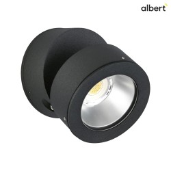 LED Outdoor Wall Spot Type No. 2389, IP54, 12W 3000K 1200lm 30, rotatable and pivotable, dimmable, cast alu, black matt