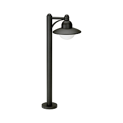 Gulvlampe Landstil Hatform rund Type nr. 4150, IP44, højde 90cm, E27 QA55 maks. 57W, Støbt aluminium / Opalglas, sort matt