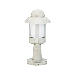 Sokkellampe Landstil Natvagt Type nr. 0530, IP44, højde 40cm, E27 QA55 maks. 57W, Støbt aluminium / Opalglas, hvid-guld