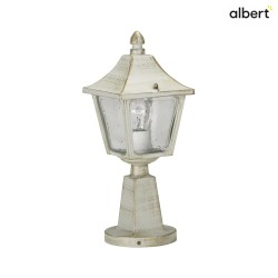 Pedestal luminaire Country style square Type No. 0540, 45cm, IP44, E27, cast alu / hollow glass clear, white-gold