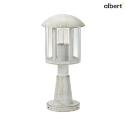 Pedestal luminaire Country style Vintage Type No. 0542, IP44, 60cm, E27 QA55 max. 57W, cast alu / glass clear, white-gold