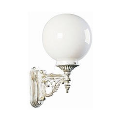 Udendørs Væglampe Type nr. 0609 med Kugle skærm Ø 25cm, IP44, E27 QA55 maks. 57W, Støbt alu / Opalglas