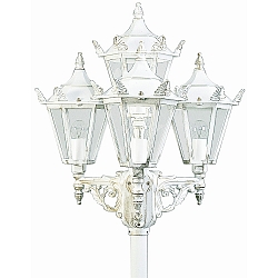 Mastlampe Landstil 4-flammer Type nr. 2056, højde 248cm, 4x E27 QA55 maks. 57W, Støbt aluminium / glas klar, hvid-guld
