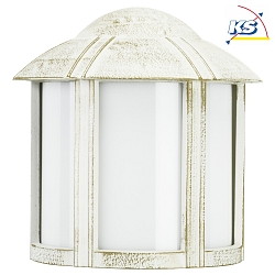 Outdoor Wall luminaire Type No. 3221, half round with cover, IP44, E27 QA55 max. 57W, cast alu / opal glass, white-gold