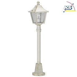 Path light Country style square Type No. 4128, height 85cm, IP44, E27, cast alu / hollow glass clear, white-gold