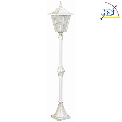 Path light Country style Cross brace Type No. 4136, height 134.5cm, IP23, E27, cast alu / cathedral glass clear, white-gold